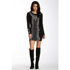 Sugarlips Baroque Black Embroidered Sweater Dress